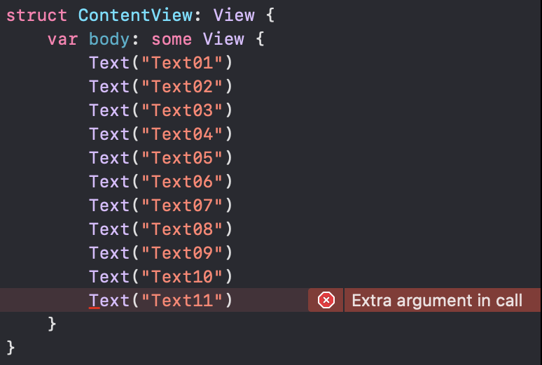 swiftui vstack extra argument in call